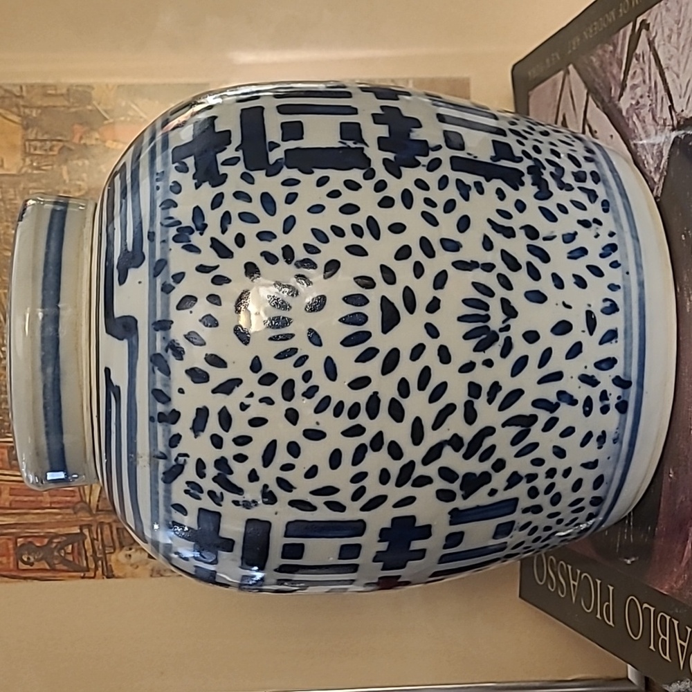 BLUE & WHITE CHINOISERIE DOUBLE HAPPINESS GINGER JAR FINAL PRICE DROP! - Picture 3 of 12